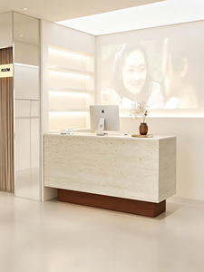 White Minimalist <b>Reception</b> <b>Desk</b> Cash Register Counter MDF Front <b>Desk</b> for Beauty <b>Salon</b> Store Office Hotel - Product Image 4