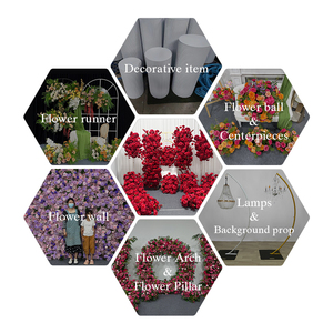 Conjunto de flores artificiales de lujo para telón de fondo de boda, color rojo intenso, decoración floral para arco de ceremonia y pasillo - Product Image 5