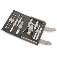 Kit de manucure et pédicure professionnel de luxe, 10 pièces/ensemble, outils de soin des ongles portables pour voyage, avec sac en acier inoxydable et en cuir PU