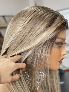 Perruques sans colle les plus populaires 2024 pour femmes, cheveux courts vierges européens les plus vendus, avec dentelle pré-épilée et raie au milieu - Product Image 2