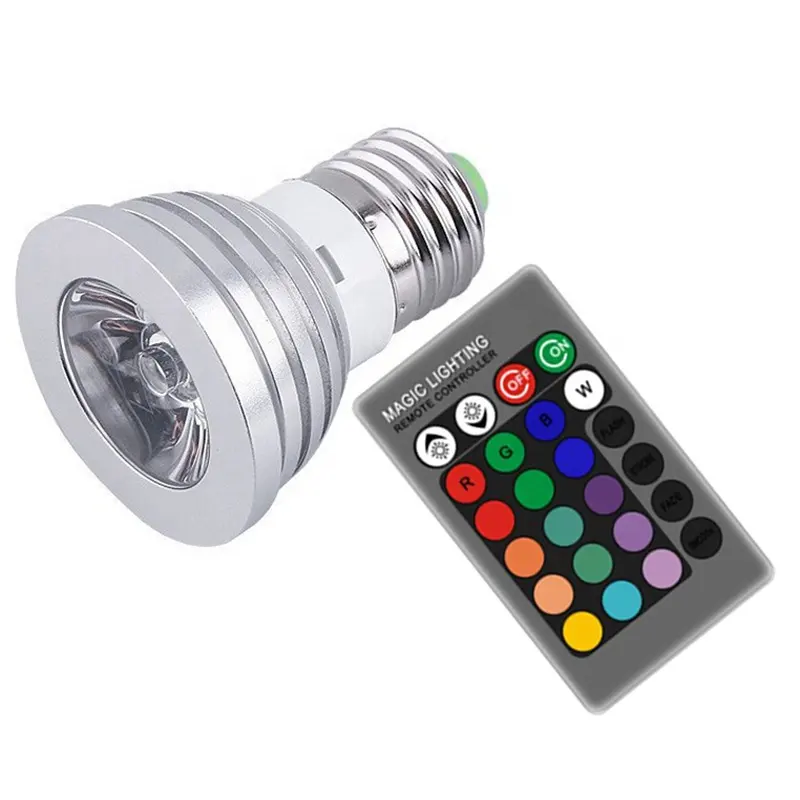 3W LED ampul 16 renk değiştirme rgb spot ışık E27 E14 GU10 mr16 uzaktan 12v led spot