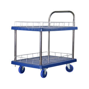 600*900*1000mm 300kgs 블루 패널 더블 데크 플랫폼 핸드 트롤리 이동식 울타리 제조업체 직접 판매로드 - Product Image 2