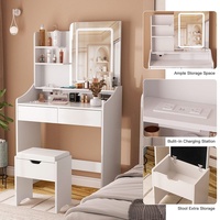 Table de maquillage HD en MDF au design moderne et épuré, avec éclairage LED, idéale pour chambre à coucher et petit appartement – Produit transfrontalier très demandé