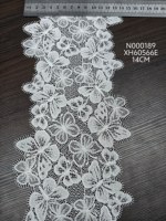 Dentelle brodée en maille blanche avec bordure papillon pour robe, lingerie, vêtement, textile de maison, vente en gros directe d'usine