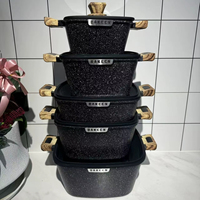 Precio de Fábrica, Juego de Utensilios de Cocina Cuadrados de 10 Piezas, Ollas Antiadherentes de Granito con Tapas, Dropshipping con Optimización IA, Diseño Apilable