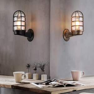 Étanche Extérieur Intérieur Style Industriel Cage Maison Porche Garage Patio Veilleuse Montage Lanterne Bocal Avec Applique Murale Led - Product Image 6