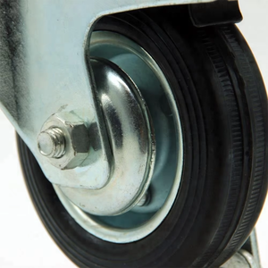 3 3,5 4 5 6 8 Zoll Verzinkte Schwarze Vollgummi Ölbeständige Lenkrollen mit Feststellbremse für Trolleys und Mülleimer - Product Image 4