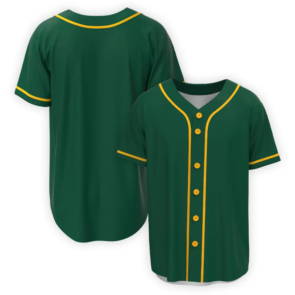 Blank Dark Green Baseball Button Down Baseball Jersey