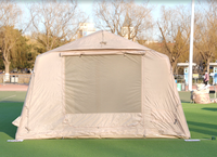 Tente de glamping gonflable de luxe à double face avec quatre fenêtres, 13,68 mètres carrés, Oxford imperméable, protection UV, portable
