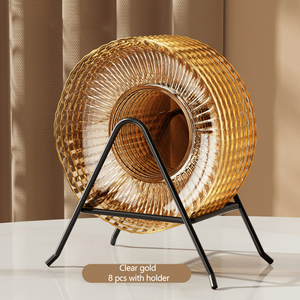 Assiette à dessert et plateau à fruits en plastique transparent de 6 pouces, écologique, avec bord doré, de luxe, réutilisable, incassable, couleurs personnalisables, pour fêtes - Product Image 2
