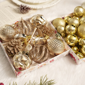<b>Glitter</b> Christmas Ball Set Shatterproof Plastic Ornaments Champagne Gold Christmas Tree Ball Hanging Ornaments for Tree - Product Image 3
