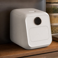 Conteneur de stockage de riz en PP de qualité alimentaire avec couvercle à ouverture automatique, hermétique, résistant à l'humidité, seau à céréales pour la cuisine, blanc crème