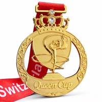 Médaille de sport personnalisée en métal 3D gravé, creuse, avec diamants, pour la danse, la gymnastique rythmique, le patinage artistique, médaille d'or sur mesure