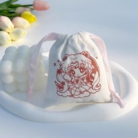 Pochette à bijoux en coton de luxe, sac anti-poussière en toile, pochette cosmétique en velours côtelé avec cordon de serrage, sac en mousseline bio imprimé avec logo personnalisé, pochette cadeau