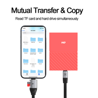 Lecteur de carte rapide 2 en 1, câble USB Type-C vers USB-C, prend en charge les cartes TF, charge rapide, USB 3.0 haute vitesse Gen 2, transfert de données 10 Gbps