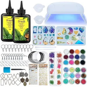 Vida Rosa Transparent Non-Toxic <strong>Jewelry</strong> Crystal Epoxy Resina Epox UV <strong>Resin</strong> Clear <strong>Kit</strong> with Lamps for Crafts - Product Image 1