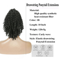 Queue de cheval synthétique ondulée longue noire pré-collée avec cordon de serrage pour femme, application facile, marque Sharopul, durée de vie de 6 mois