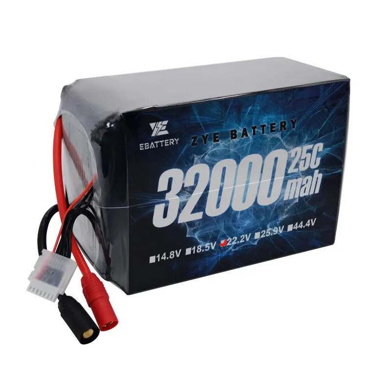wholesale ZYE high capacity 32000 24000 22000 20000 16000mah 3.7v cell 6S22.2v 25C lipo battery pack for Agricultural drone