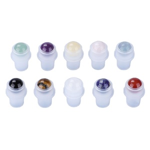 Bouteille d'huiles essentielles en verre de 5 ml et 10 ml avec applicateur à bille en cristal et support, prête à l'expédition - Product Image 2