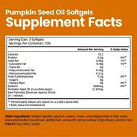 Gélules d'huile de graines de citrouille pressée à froid 2-en-1 1000mg avec Saw Palmetto pour la santé de la prostate et de la vessie, 300 gélules