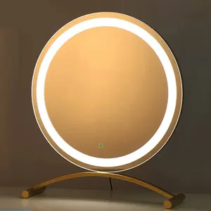 2020 luminous mini makeup artist touch screen table top standing intelligent led makeup mirror with a magnifying mirror