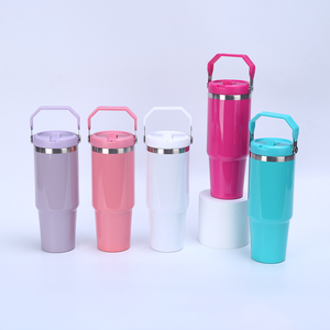 Mug isotherme d'extérieur grande capacité 30 oz, gobelet en acier inoxydable 40 oz avec poignée et paille – Vente en gros - Product Image 4