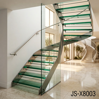 Kit d'escalier en bois massif avec rampe en verre, design contemporain, sûr et durable, escaliers flottants
