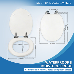 Copriwater Moderno in MDF Bianco con Cerniera in Lega di Zinco per Bagno, Garanzia 1 Anno - Product Image 4