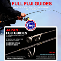 Canne à pêche haute qualité en carbone pour jigging lent, spinning/casting, pêche en mer, bar, marlin, truite, guides Fuji Japon, 1.8m/1.98m/2.1m