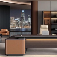 Nouveau bureau moderne en forme de L pour la direction Niveau E0 Bureau de luxe en bois pour directeur Patron Bureau du PDG pour