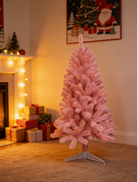 Sapin de Noël artificiel en PVC de haute qualité, 90 cm, rose, bleu, blanc, articulé, léger, pour intérieur/extérieur, décoration de fêtes