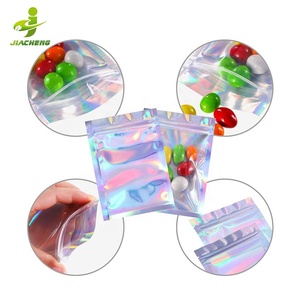 Tas Hologram Mylar Kunci Ritsleting Kecil, Kemasan Hologram Transparan Satu Sisi - Product Image 4