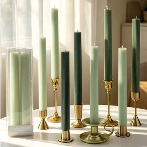 Nordic Style 27cm Vertical Striped Colored Long Stick Smokeless Wedding <b>Candles</b> Holiday Table Atmosphere Decoration - Product Image 2
