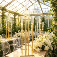 Candélabre doré léger et portable à 8 têtes pour décorations de mariage, zone d'accueil, allée et table de salle à manger