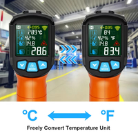 IR02C termometer inframerah Digital, pengukur suhu luar ruangan non-kontak pirometer warna LED, pengukur temperatur tinggi-50-800C baterai