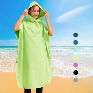 Serviette de plage à capuche en microfibre suédée unie, absorbante et douce, avec logo personnalisé, pour adultes unisexes - Product Image 3