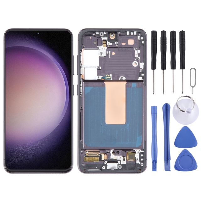 On Sale for Samsung Galaxy S23 SM-S911B 6.43 Inch EU Version OLED LCD Screen Digitizer Full Assembly with Frame LCD Flex Cable