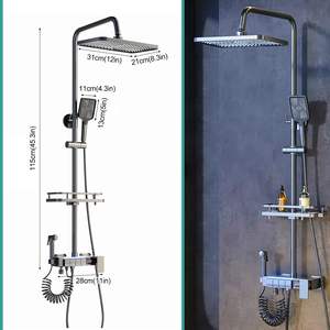 Precios de fábrica Juego de ducha LED <span class=keywords><strong>Grifo</strong></span> de ducha gris digital con 4 Funciones Ajuste de <span class=keywords><strong>altura</strong></span> del agua <span class=keywords><strong>Grifo</strong></span> mezclador de ducha Juego caliente y frío - Product Image 6
