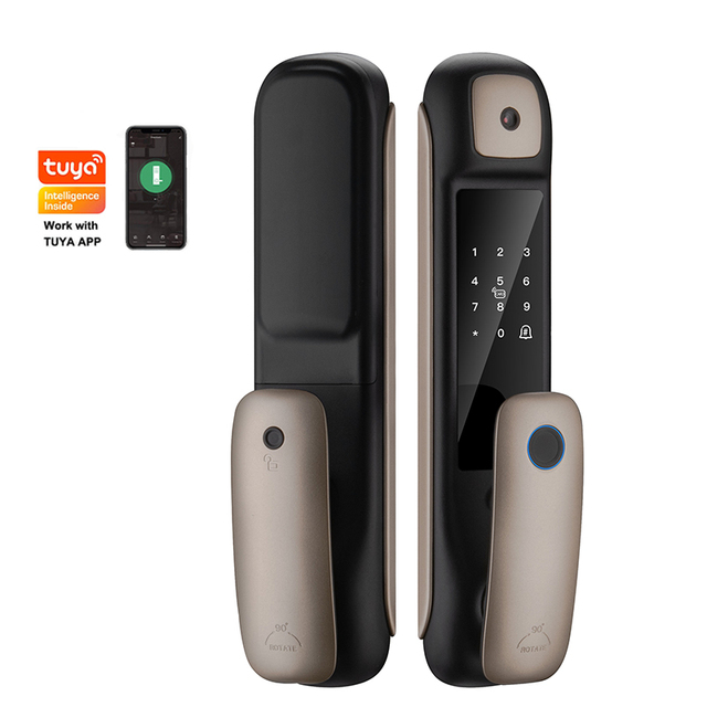 Volibel High Quality Tuya Wifi Security Camera Cat Eyes Biometric Fingerprint Smart Door Lock With Camera