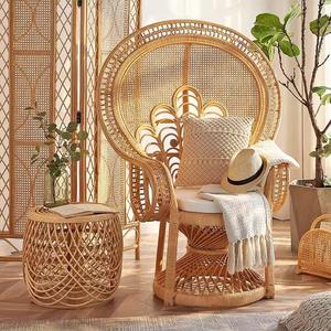 Indonesische echte <span class=keywords><strong>Rattan</strong></span> Pfau Stuhl modernes Design böhmische Vintage Rückenlehne für zu Hause Balkon oder Freizeit für Gast familie - Product Image 2
