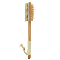 Brosse de massage corporelle en bois écologique à long manche, brosse exfoliante sèche en bambou avec poils nettoyants pour le bain