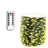 Guirlande lumineuse de Noël décorative pour arbre de Noël, 30 m, 300 LED, fil vert, télécommande cachée, logo personnalisé OEM, vente en gros