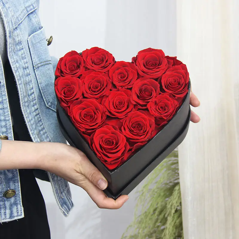 Fabriek Groothandel Infinity Bloem Head Eeuwige Rosas Bewaarde Roos In Cilinder Hartvorm Doos Voor Cadeau