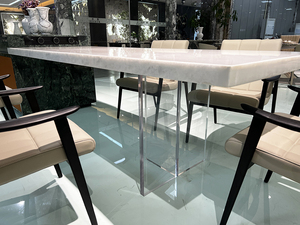 Modern tasarım kristal beyaz uzun boyutu için ada mermer taş mutfak masa beyaz kristal akik ada - Product Image 4