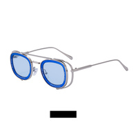 Nouveau design de lunettes de soleil punk à monture ronde classique en métal de luxe Uv400 lunettes de soleil pilotes à double faisceau rotatives de style sauvage pour hommes