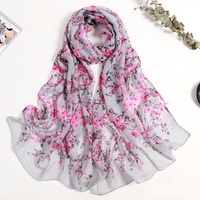 Écharpes attrayantes pour femmes léger imprimé Lotus motif floral écharpe châle mode écharpes crème solaire châles
