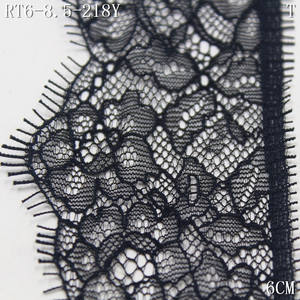 비탄성 블랙 나일론 메쉬 멋진 속눈썹 테두리 꽃 레이스 트리밍 6cm 프랑스 샹틸리 레이스 트림 여성용 원피스 - Product Image 4