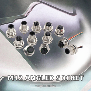 Fabriek M12 Schuine Socket Schroef 4pin 5pin 8pin 90 Graden Pcb Metalen Paneel Mount Connectoren Mannelijke Vrouwelijke A B D-Code Connectoren - Product Image 3