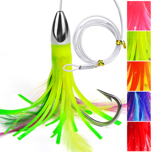 Leurre <span class=keywords><strong>de</strong></span> pêche à la traîne en métal pour eau salée, tête plumeuse, 15cm 48g, ligne <span class=keywords><strong>de</strong></span> 1,7m, hameçon 6/0 pour marlin, wahoo, kingfish - Product Image 2