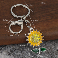 Porte-clés en alliage de haute qualité avec strass de qualité supérieure, motif tournesol, plante, arbre, fleur, pendentif pour sac à dos, lot de porte-clés 2026